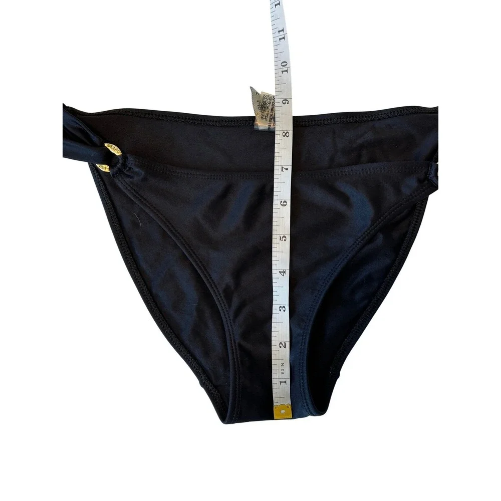 Despi‎ Bikini Set Black Size M Gold Ring Halter Brazilian Luxury